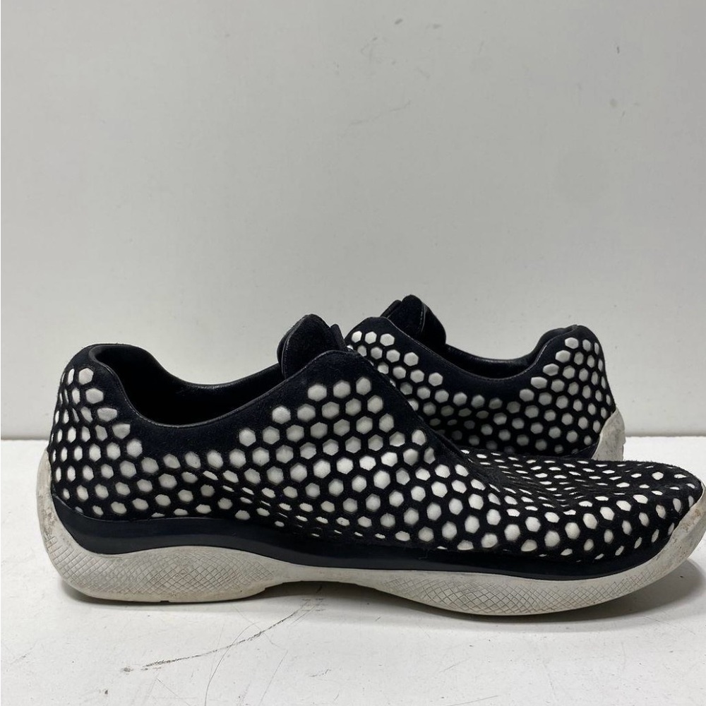 Prada Black and White Sneakers with Geometric Design - Picture 2 of 6